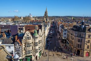 view of Oxford from Carfax Tower, Oxford, Oxfordshire, Uk